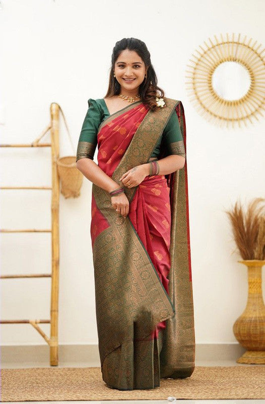 NOZ2TOZ Women Banarasi Silk Woven Saree With Blouse Piece - Maroon | Swadesiicart