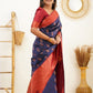 NOZ2TOZ Women Banarasi Silk Woven Saree With Blouse Piece - Navy Blue | Swadesiicart