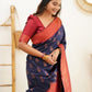 NOZ2TOZ Women Banarasi Silk Woven Saree With Blouse Piece - Navy Blue | Swadesiicart