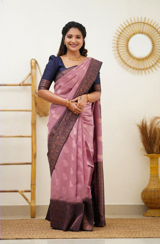 NOZ2TOZ Women Banarasi Silk Woven Saree With Blouse Piece - Pink | Swadesiicart