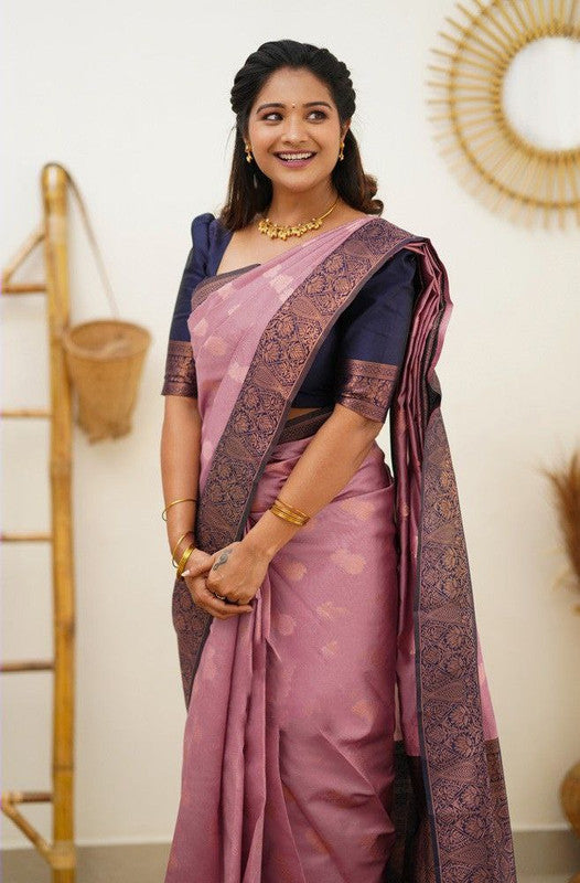 NOZ2TOZ Women Banarasi Silk Woven Saree With Blouse Piece - Pink | Swadesiicart