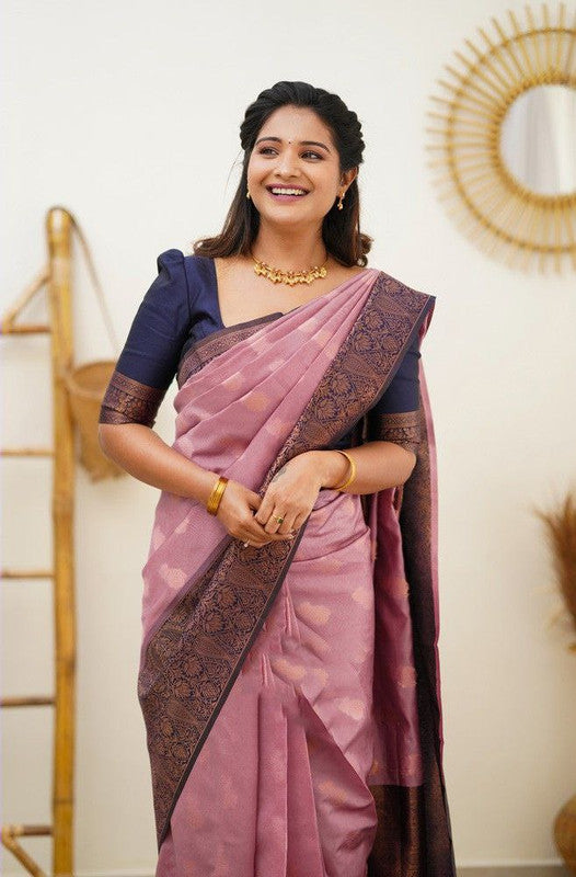 NOZ2TOZ Women Banarasi Silk Woven Saree With Blouse Piece - Pink | Swadesiicart