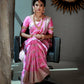 NOZ2TOZ Women Banarasi Silk Woven Saree With Blouse Piece - Pink | Swadesiicart