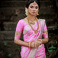 NOZ2TOZ Women Banarasi Silk Woven Saree With Blouse Piece - Pink | Swadesiicart