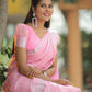 NOZ2TOZ Women Banarasi Silk Woven Saree With Blouse Piece - Pink | Swadesiicart