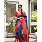 NOZ2TOZ Women Banarasi Silk Woven Saree With Blouse Piece - Navy Blue | Swadesiicart