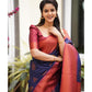 NOZ2TOZ Women Banarasi Silk Woven Saree With Blouse Piece - Navy Blue | Swadesiicart
