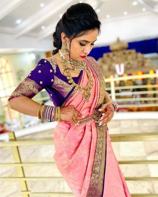 NOZ2TOZ Women Banarasi Silk Woven Saree With Blouse Piece - Pink | Swadesiicart