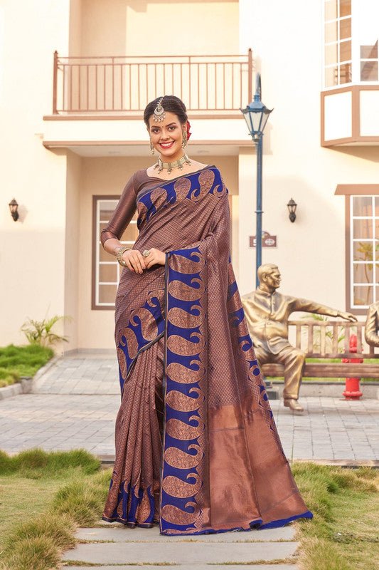NOZ2TOZ Women Banarasi Silk Woven Saree With Blouse Piece - Wine | Swadesiicart