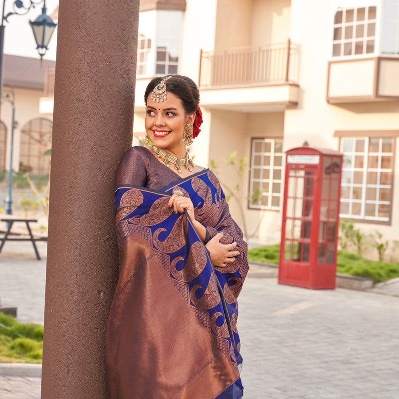 NOZ2TOZ Women Banarasi Silk Woven Saree With Blouse Piece - Wine | Swadesiicart