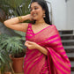 NOZ2TOZ Women Banarasi Silk Woven Saree With Blouse Piece - Pink | Swadesiicart