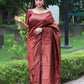 NOZ2TOZ Women Banarasi Silk Woven Saree With Blouse Piece - Maroon | Swadesiicart