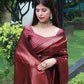 NOZ2TOZ Women Banarasi Silk Woven Saree With Blouse Piece - Maroon | Swadesiicart