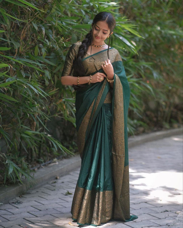 NOZ2TOZ Women Banarasi Silk Woven Saree With Blouse Piece - Bgreen | Swadesiicart