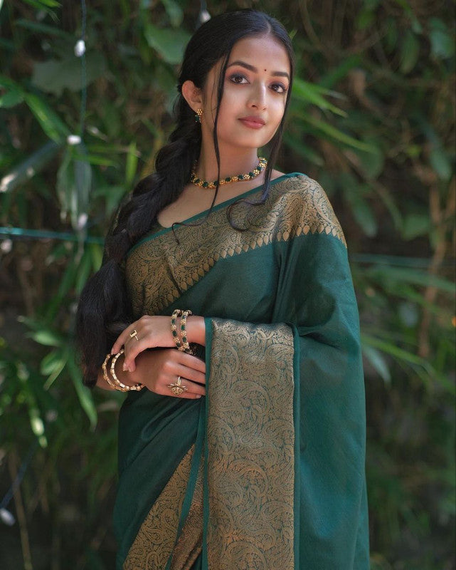 NOZ2TOZ Women Banarasi Silk Woven Saree With Blouse Piece - Bgreen | Swadesiicart