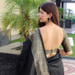 NOZ2TOZ Women Banarasi Silk Woven Saree With Blouse Piece - Black | Swadesiicart