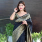 NOZ2TOZ Women Banarasi Silk Woven Saree With Blouse Piece - Black | Swadesiicart