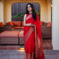 NOZ2TOZ Women Banarasi Silk Woven Saree With Blouse Piece - Red | Swadesiicart
