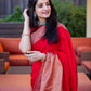 NOZ2TOZ Women Banarasi Silk Woven Saree With Blouse Piece - Red | Swadesiicart