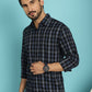 Indian Needle Men's Checked Casual Shirt - Navy Blue | Swadesiicart