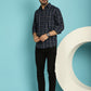 Indian Needle Men's Checked Casual Shirt - Navy Blue | Swadesiicart