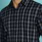 Indian Needle Men's Checked Casual Shirt - Navy Blue | Swadesiicart