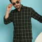 Indian Needle Men's Checked Casual Shirt - Olive | Swadesiicart