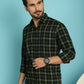 Indian Needle Men's Checked Casual Shirt - Olive | Swadesiicart