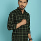 Indian Needle Men's Checked Casual Shirt - Olive | Swadesiicart