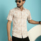 Indian Needle Men's Printed Casual Shirt - Peach | Swadesiicart
