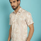 Indian Needle Men's Printed Casual Shirt - Peach | Swadesiicart
