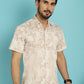 Indian Needle Men's Printed Casual Shirt - Peach | Swadesiicart