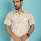 Indian Needle Men's Printed Casual Shirt - Peach | Swadesiicart