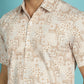 Indian Needle Men's Printed Casual Shirt - Peach | Swadesiicart
