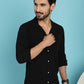 Indian Needle Men's Lapel Collar Casual Shirt - Black | Swadesiicart