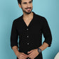 Indian Needle Men's Lapel Collar Casual Shirt - Black | Swadesiicart