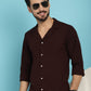 Indian Needle Men's Lapel Collar Casual Shirt - Coffee | Swadesiicart