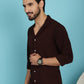 Indian Needle Men's Lapel Collar Casual Shirt - Coffee | Swadesiicart