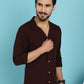 Indian Needle Men's Lapel Collar Casual Shirt - Coffee | Swadesiicart