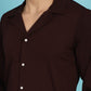 Indian Needle Men's Lapel Collar Casual Shirt - Coffee | Swadesiicart