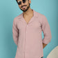 Indian Needle Men's Lapel Collar Casual Shirt - Magenta | Swadesiicart
