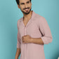 Indian Needle Men's Lapel Collar Casual Shirt - Magenta | Swadesiicart