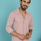 Indian Needle Men's Lapel Collar Casual Shirt - Magenta | Swadesiicart