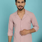 Indian Needle Men's Lapel Collar Casual Shirt - Magenta | Swadesiicart