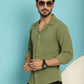 Indian Needle Men's Lapel Collar Casual Shirt - Olive | Swadesiicart