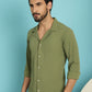 Indian Needle Men's Lapel Collar Casual Shirt - Olive | Swadesiicart
