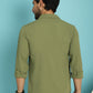 Indian Needle Men's Lapel Collar Casual Shirt - Olive | Swadesiicart