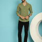 Indian Needle Men's Lapel Collar Casual Shirt - Olive | Swadesiicart