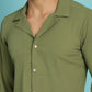 Indian Needle Men's Lapel Collar Casual Shirt - Olive | Swadesiicart