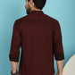 Indian Needle Men's Woven Design Casual Shirt - Maroon | Swadesiicart